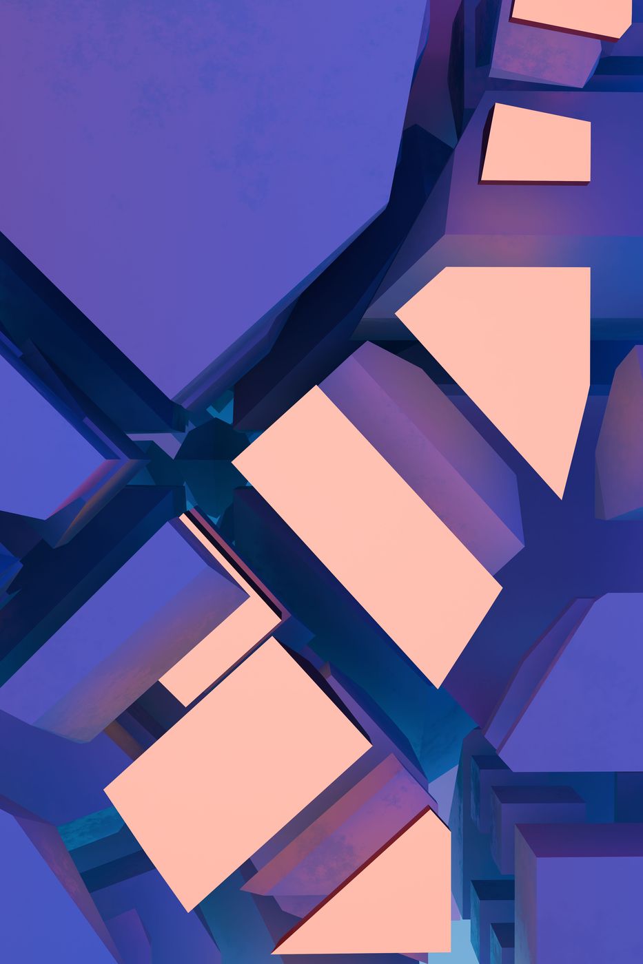 A colourful 3D abstract geometric render — 3Dfy generates explorable 3D worlds like this and renders them to film
